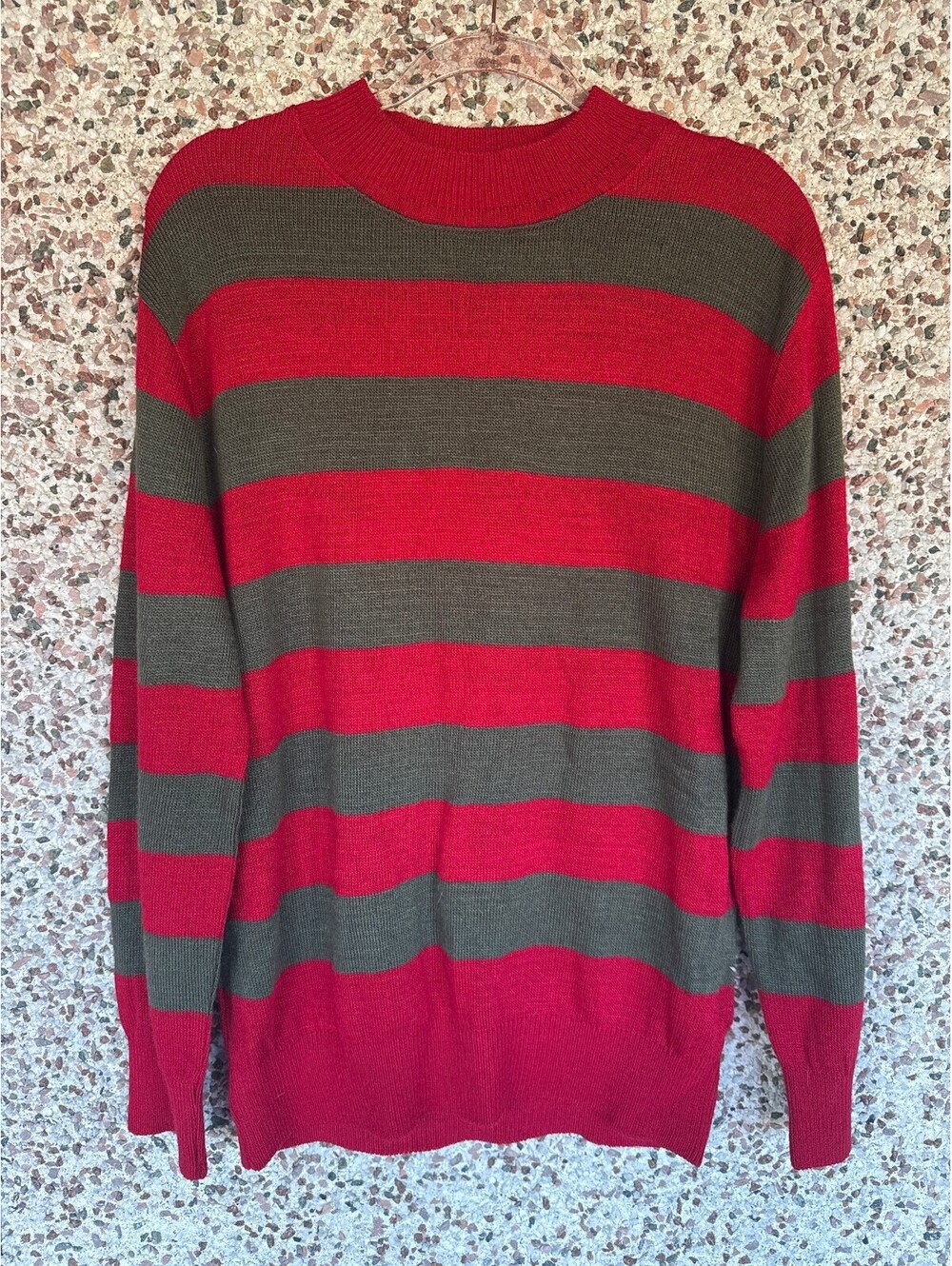 Social Collision Freddy Krueger Style Striped Sweater Mens XL Red Green